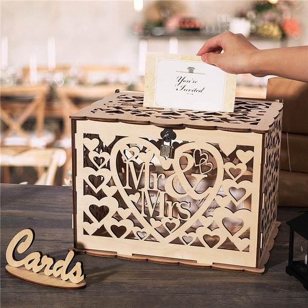 Wedding Card Box With Lock And Key, Rustic Wedding Decorations For Reception, Card Box For Wedding, Country Wedding Card Boxes For Reception